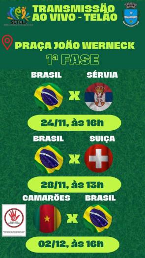 Notícia - #VemPraPraça: Jogo do Brasil será transmitido ao vivo na
